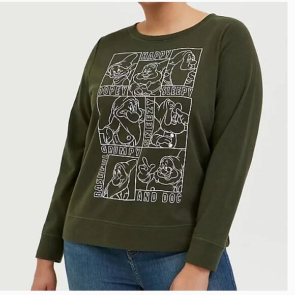 NWT Torrid Disney Snow White and the Seven Dwarfs Sweatshirt Size 2X Green - Picture 3 of 16